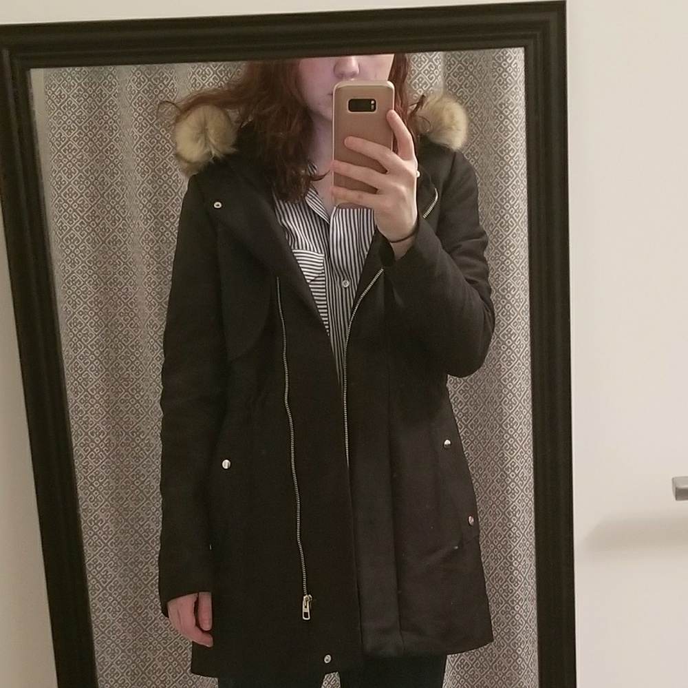 Mango Fur-lined Coat